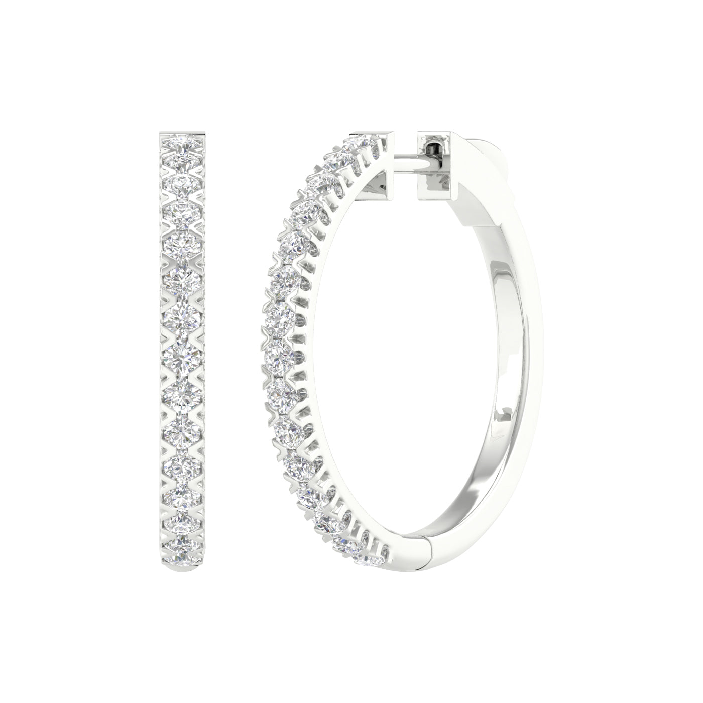 1 Carat Round Lab Grown Diamond 14K Gold Hoop Earrings
