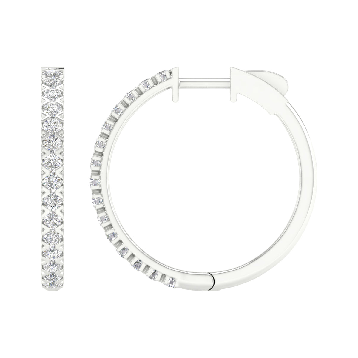 1 Carat Round Lab Grown Diamond 14K Gold Hoop Earrings