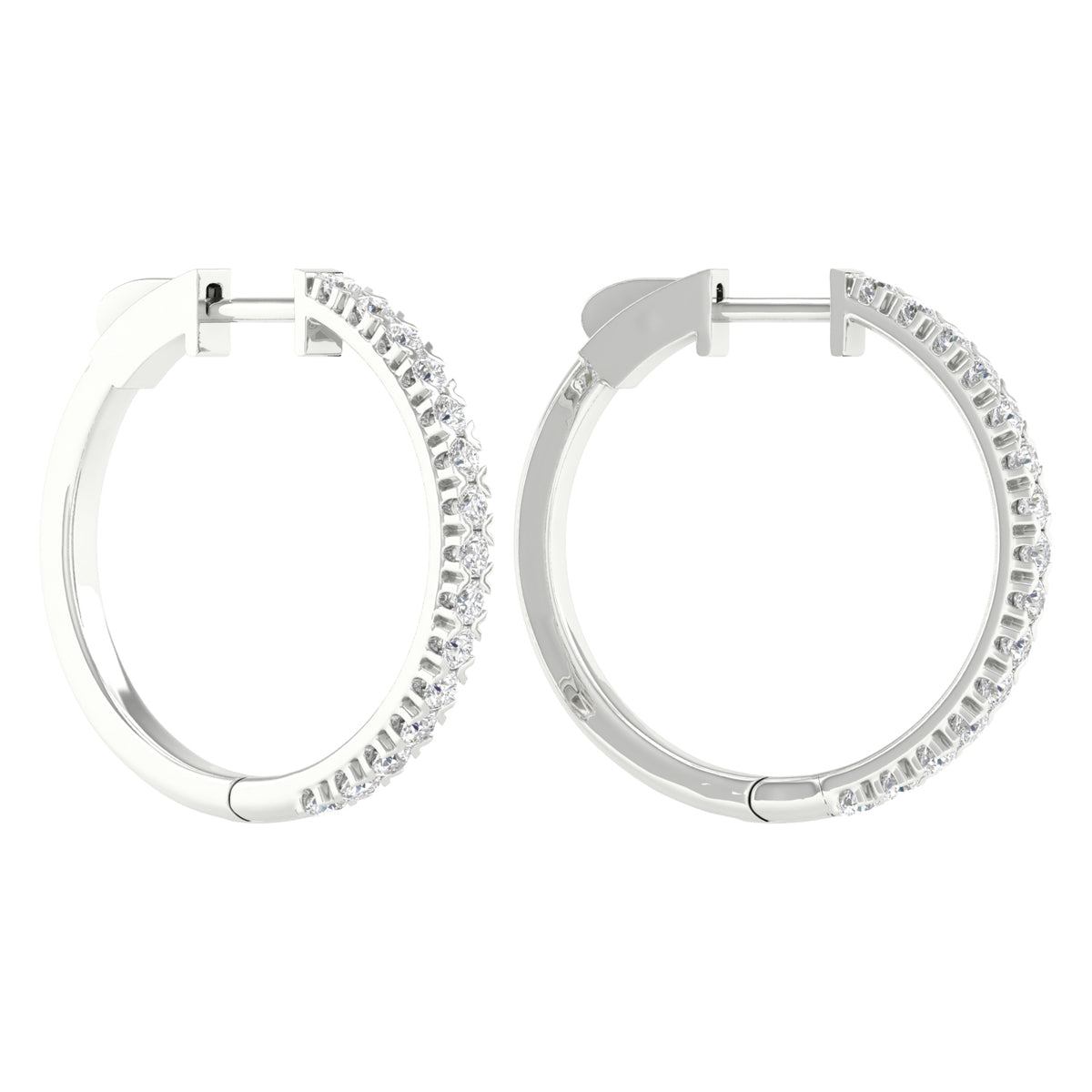 1 Carat Round Lab Grown Diamond 14K Gold Hoop Earrings
