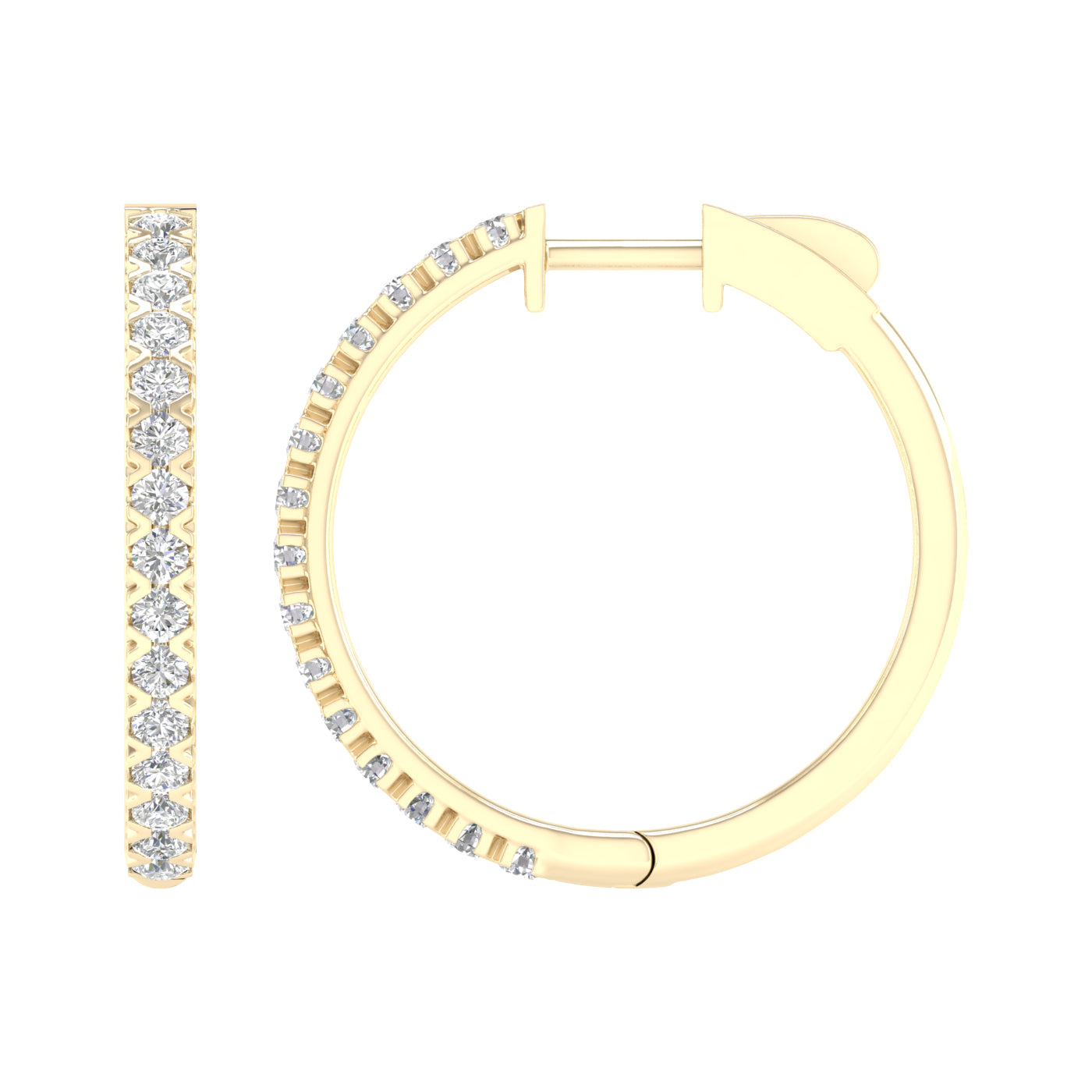 1 Carat Round Lab Grown Diamond 14K Gold Hoop Earrings