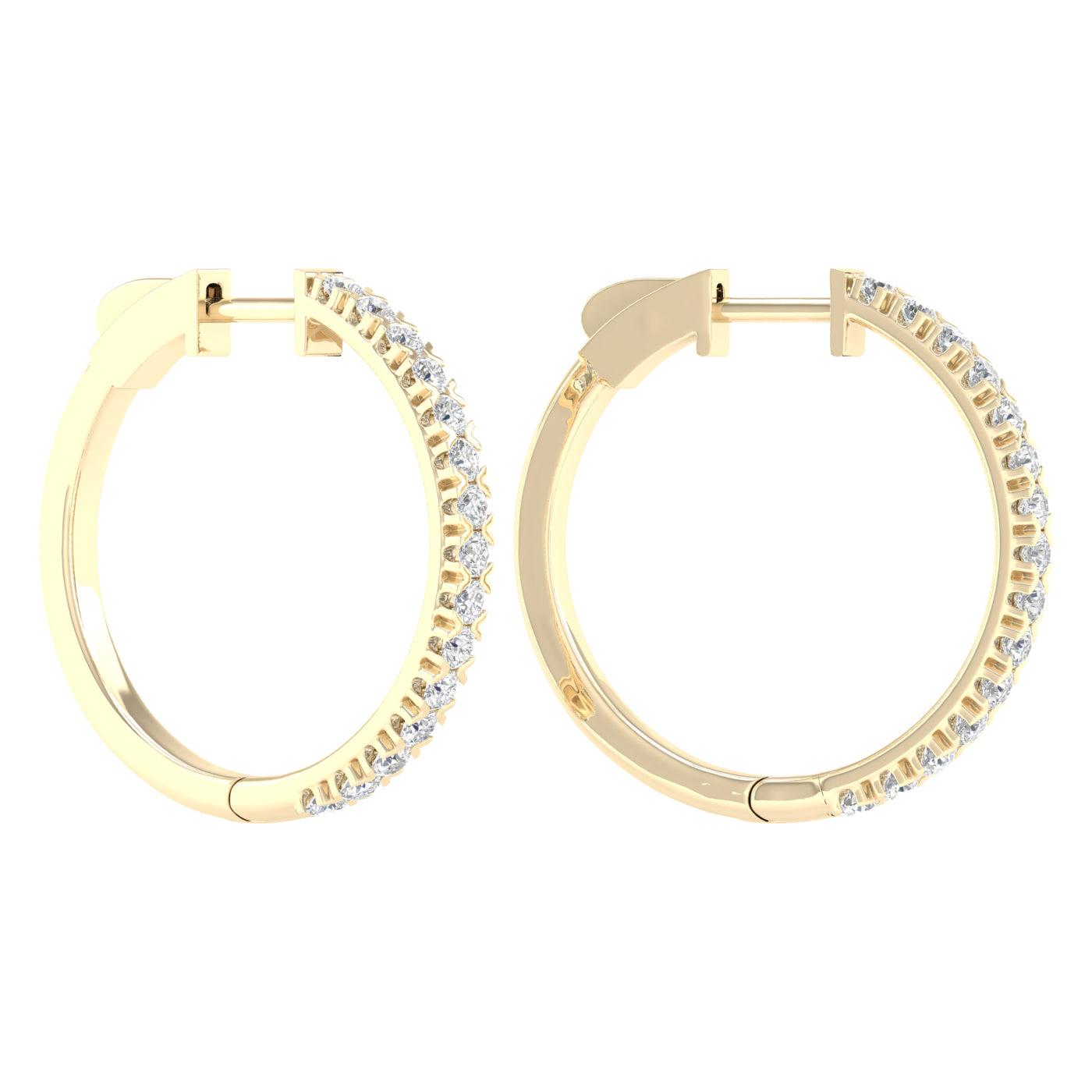 1 Carat Round Lab Grown Diamond 14K Gold Hoop Earrings