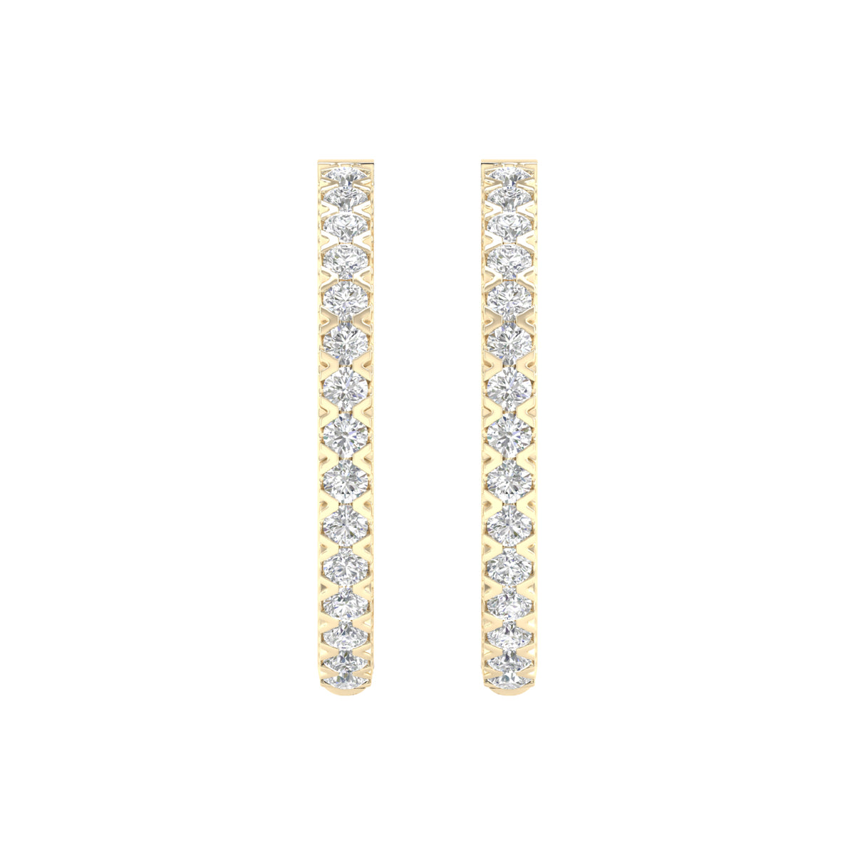 1 Carat Round Lab Grown Diamond 14K Gold Hoop Earrings