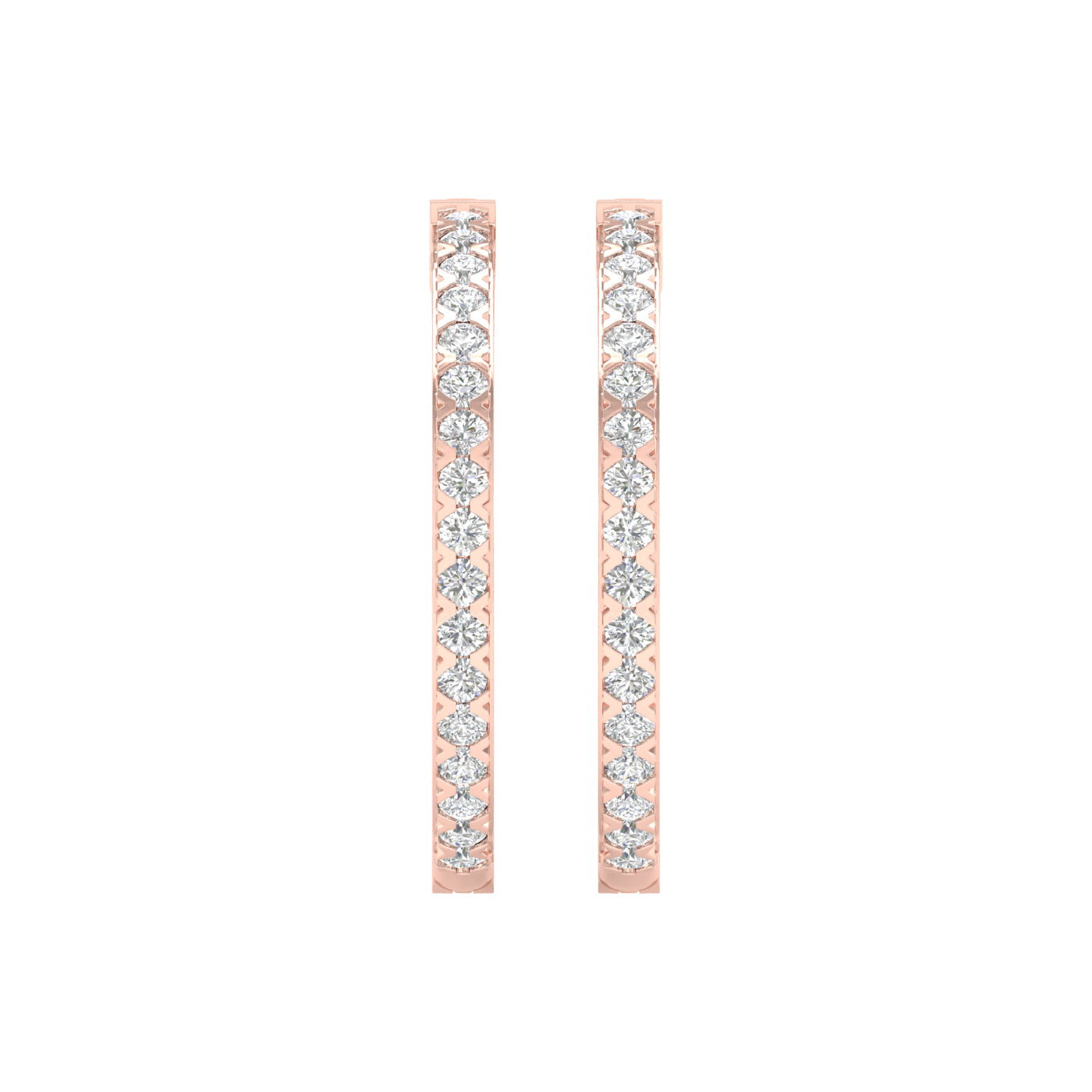 2 Carat Round Lab Grown Diamond 14K Gold Hoop Earrings