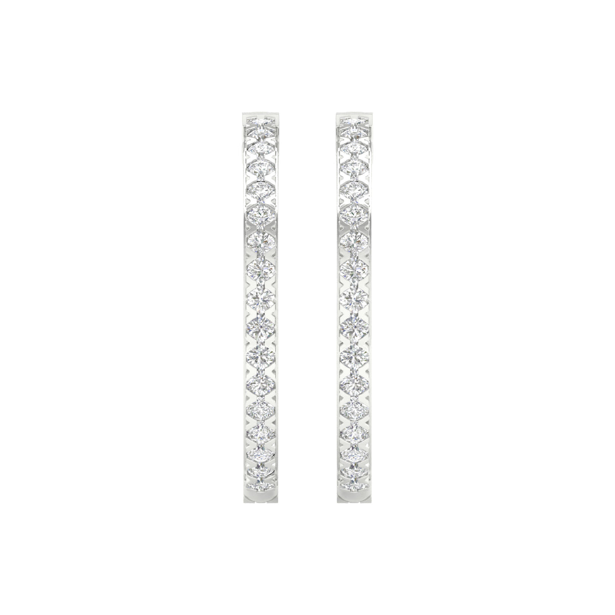 2 Carat Round Lab Grown Diamond 14K Gold Hoop Earrings