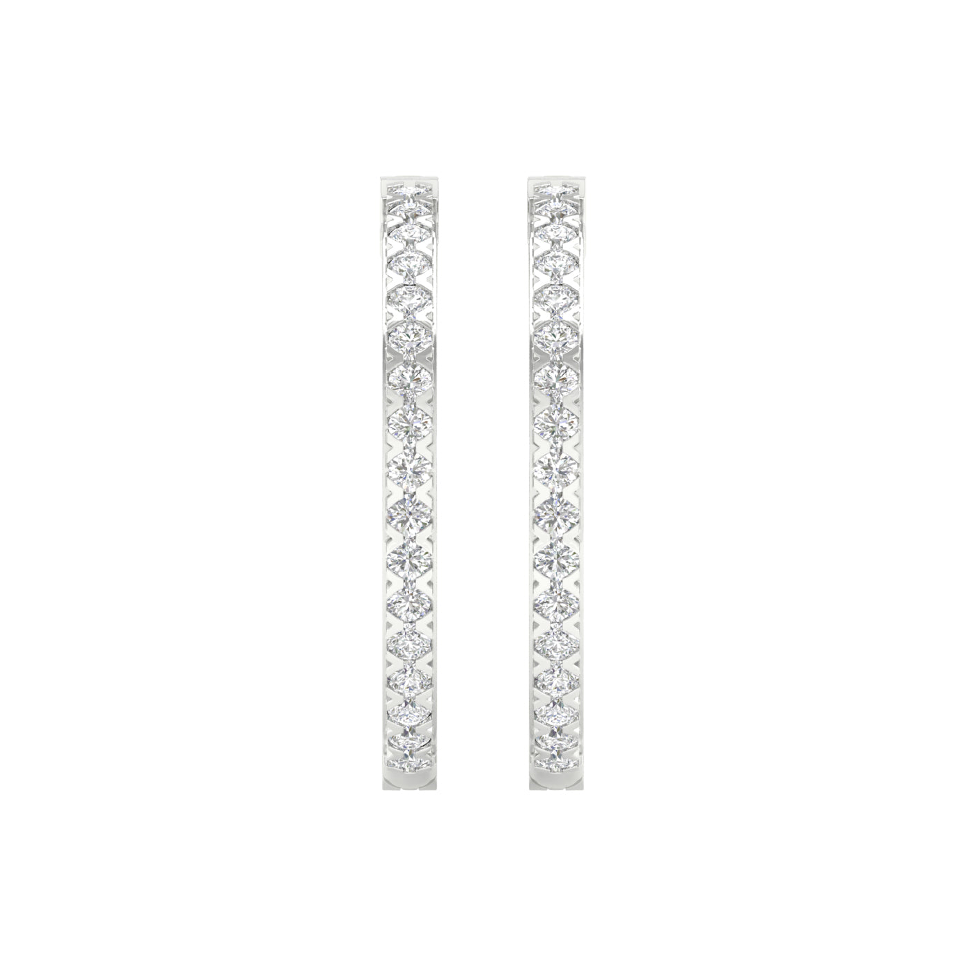 2 Carat Round Lab Grown Diamond 14K Gold Hoop Earrings