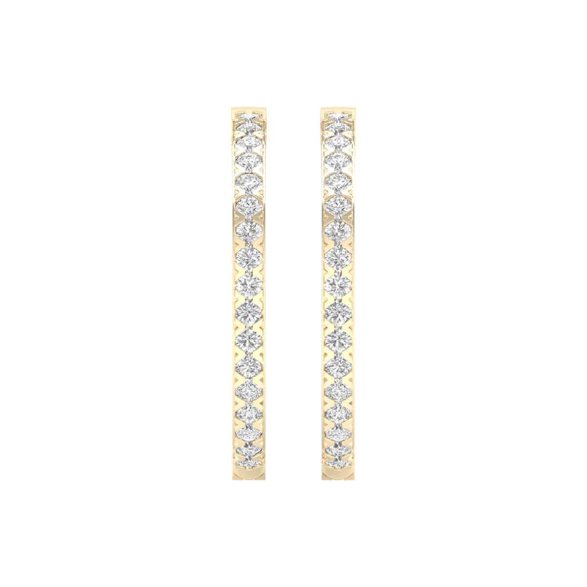 2 Carat Round Lab Grown Diamond 14K Gold Hoop Earrings