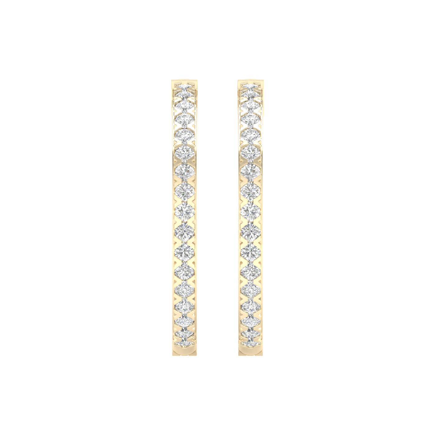 2 Carat Round Lab Grown Diamond 14K Gold Hoop Earrings