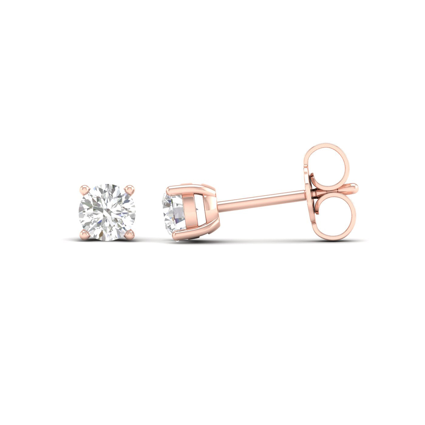 1/2 Carat Round Lab Grown Diamond 14K Gold Solitaire Stud Earrings