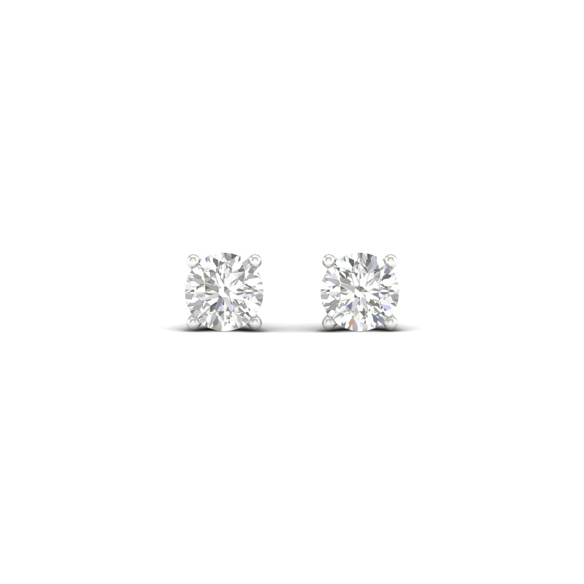 1/2 Carat Round Lab Grown Diamond 14K Gold Solitaire Stud Earrings