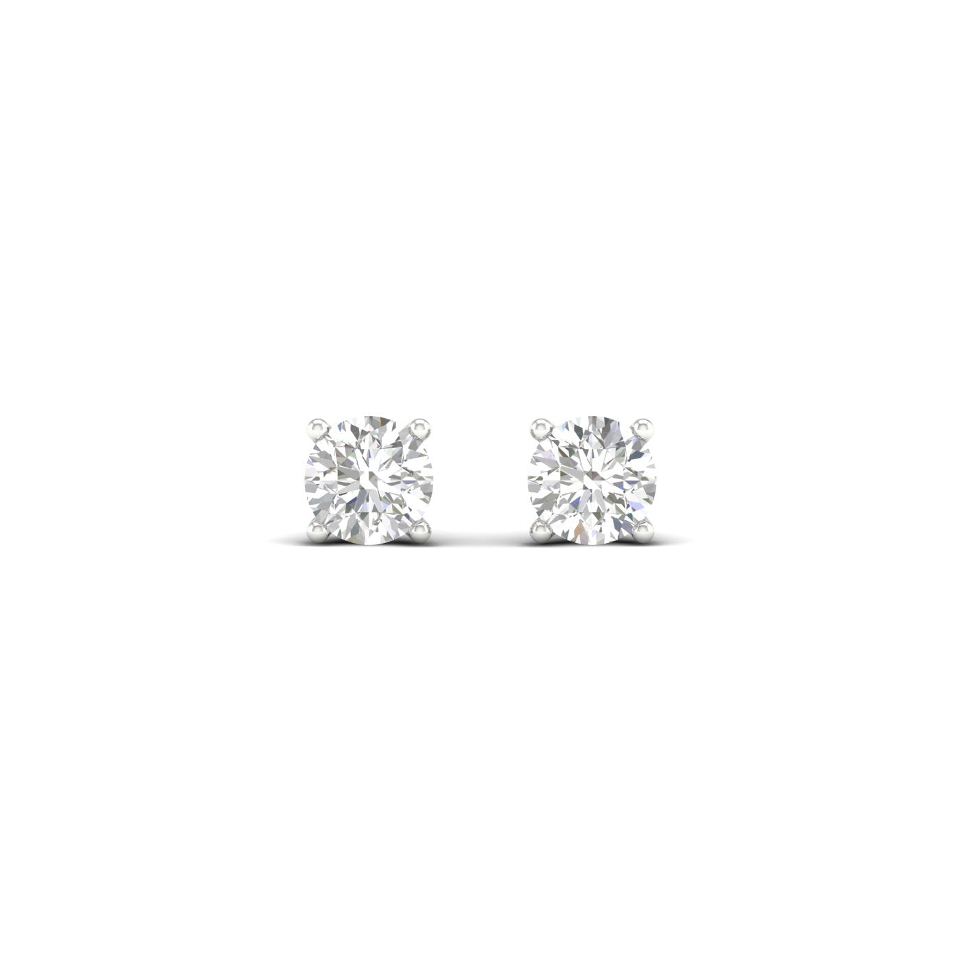 1/2 Carat Round Lab Grown Diamond 14K Gold Solitaire Stud Earrings