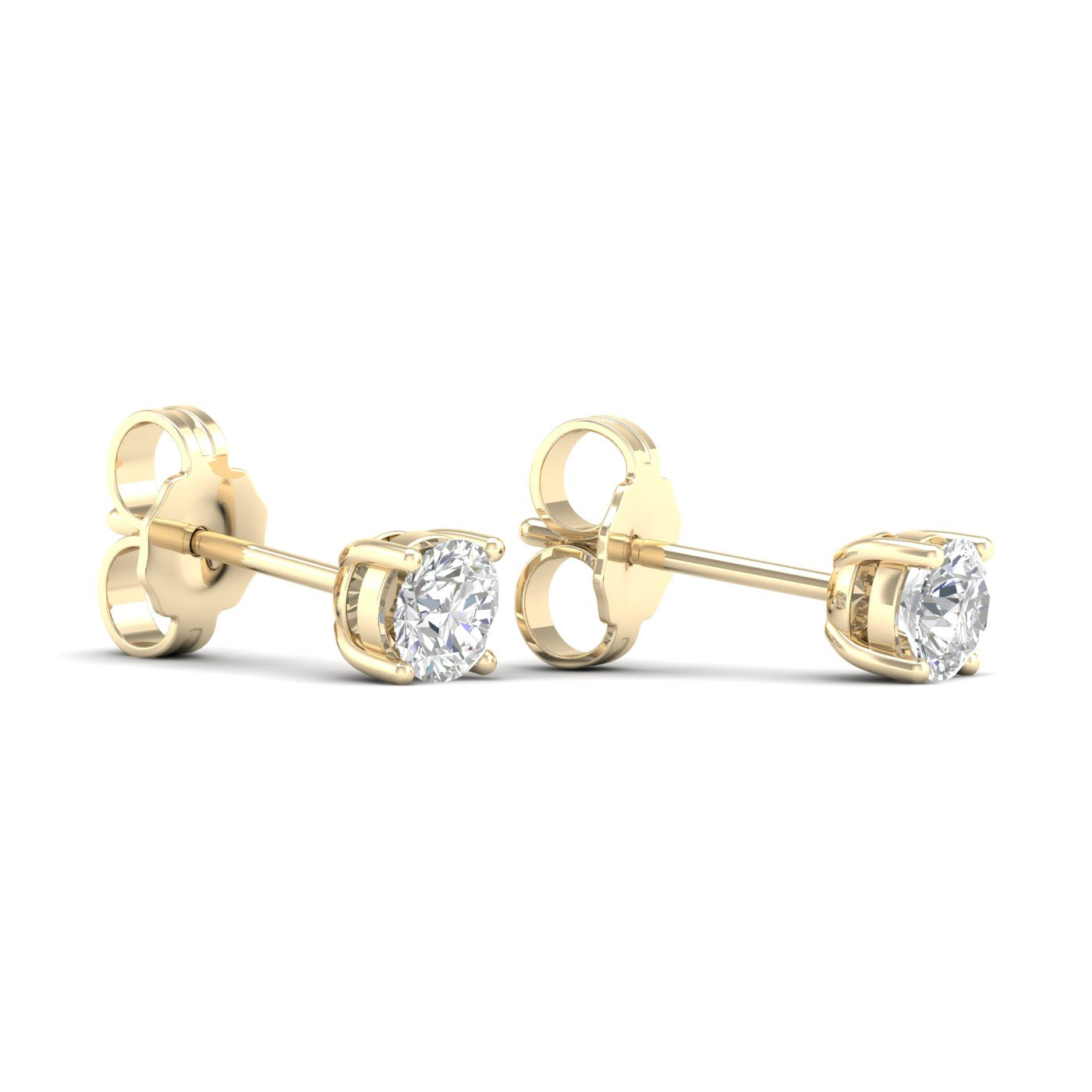 1/2 Carat Round Lab Grown Diamond 14K Gold Solitaire Stud Earrings