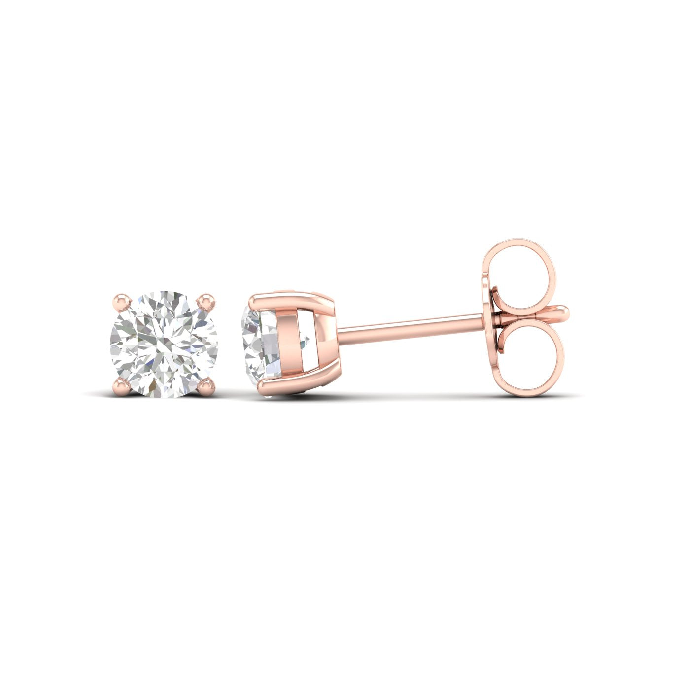 3/4 Carat Round Lab Grown Diamond 14K Gold Solitaire Stud Earrings