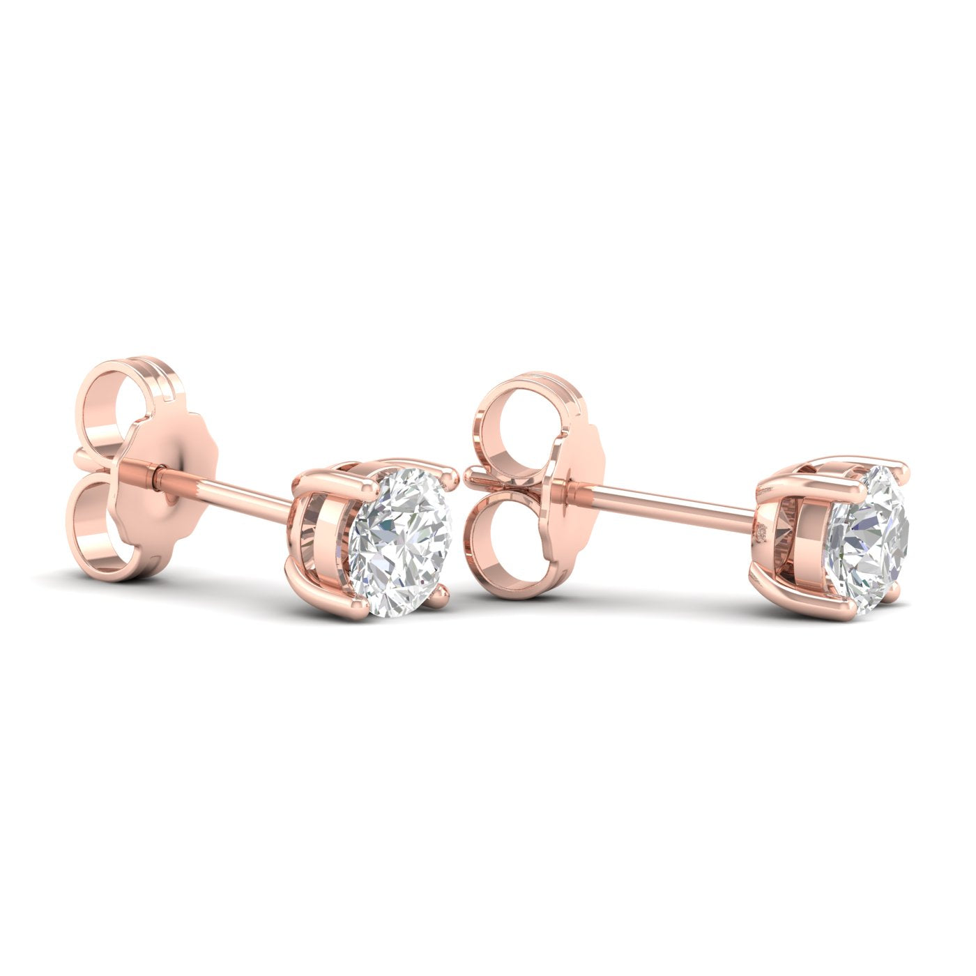 3/4 Carat Round Lab Grown Diamond 14K Gold Solitaire Stud Earrings