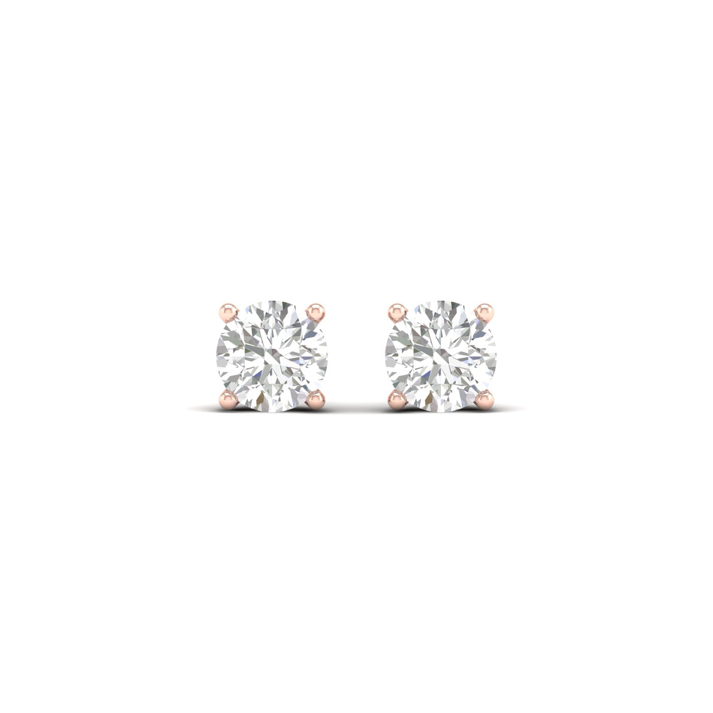 3/4 Carat Round Lab Grown Diamond 14K Gold Solitaire Stud Earrings
