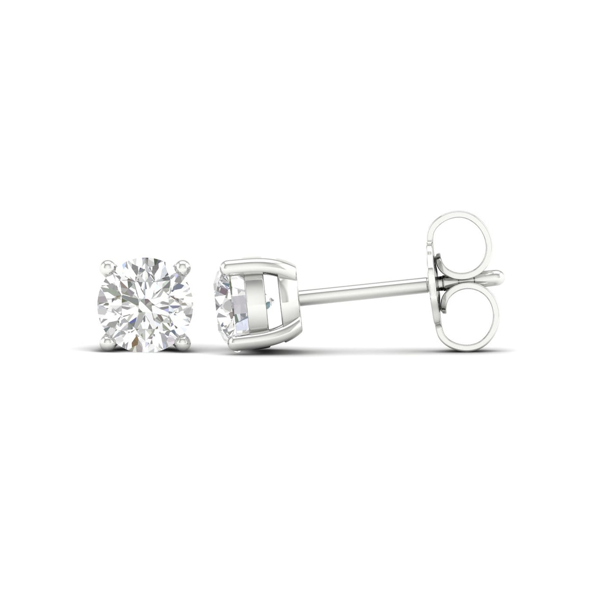 3/4 Carat Round Lab Grown Diamond 14K Gold Solitaire Stud Earrings