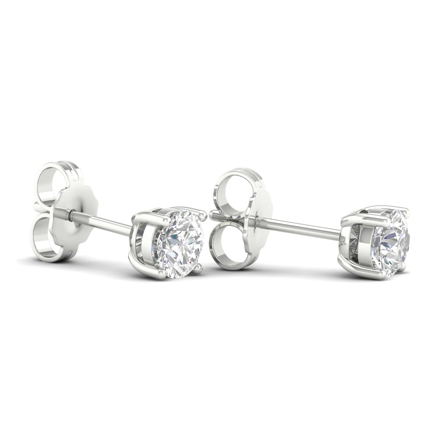 3/4 Carat Round Lab Grown Diamond 14K Gold Solitaire Stud Earrings