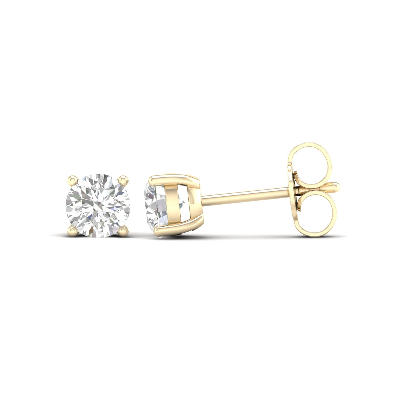 3/4 Carat Round Lab Grown Diamond 14K Gold Solitaire Stud Earrings