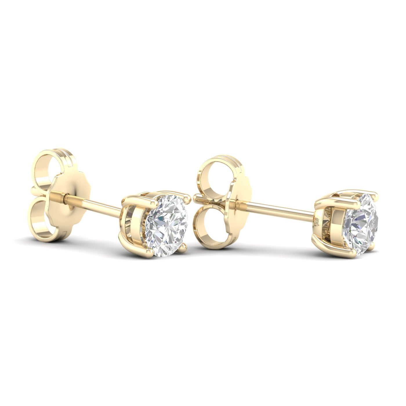 3/4 Carat Round Lab Grown Diamond 14K Gold Solitaire Stud Earrings