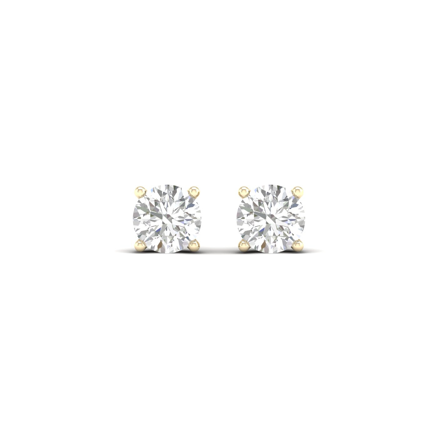3/4 Carat Round Lab Grown Diamond 14K Gold Solitaire Stud Earrings