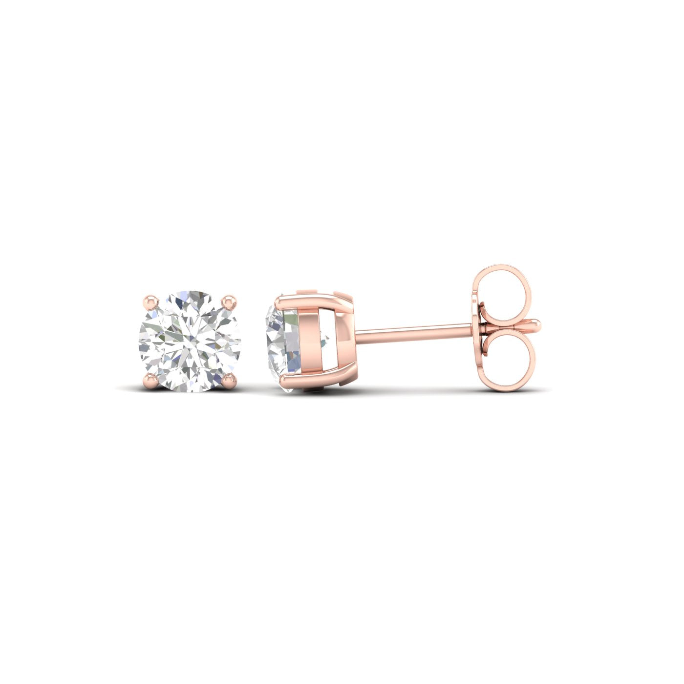 1 ½ Carat Round Lab Grown Diamond 14K Gold Solitaire Stud Earrings