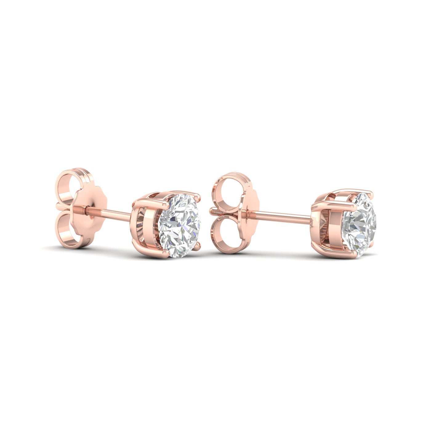 1 ½ Carat Round Lab Grown Diamond 14K Gold Solitaire Stud Earrings