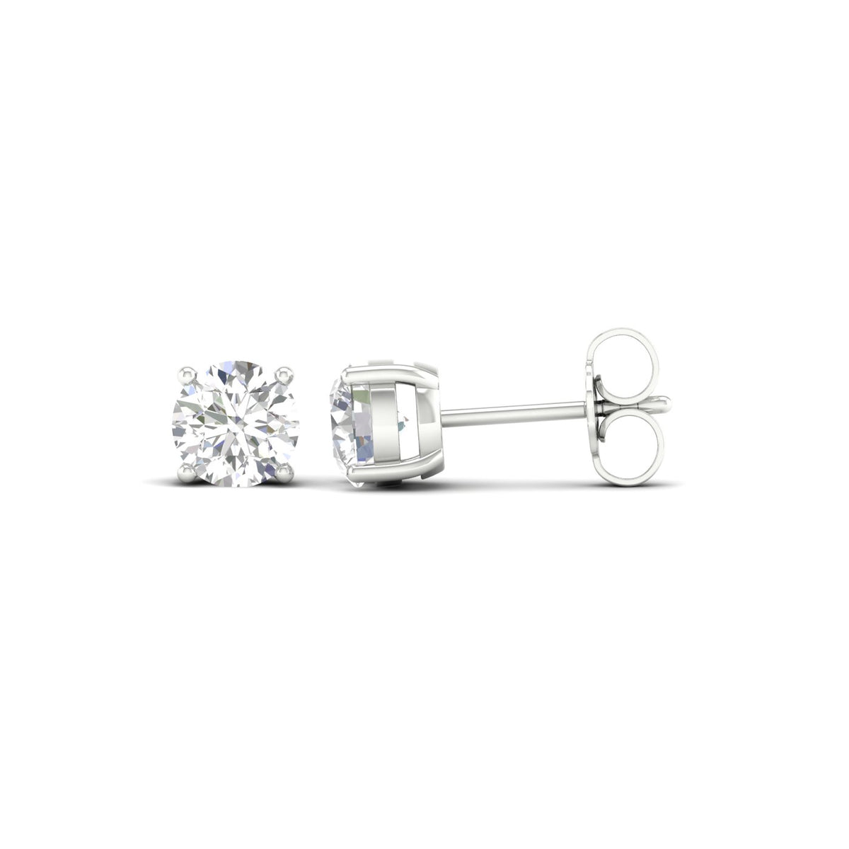 1 ½ Carat Round Lab Grown Diamond 14K Gold Solitaire Stud Earrings