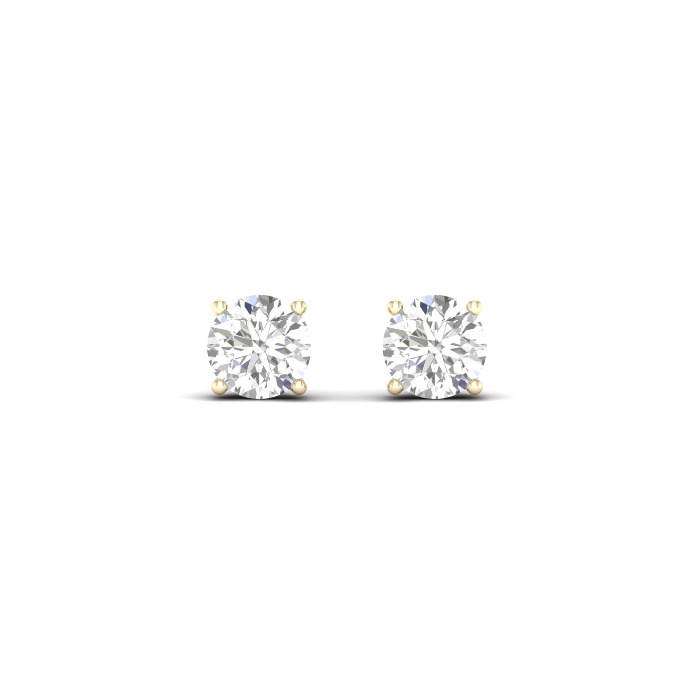 1 ½ Carat Round Lab Grown Diamond 14K Gold Solitaire Stud Earrings