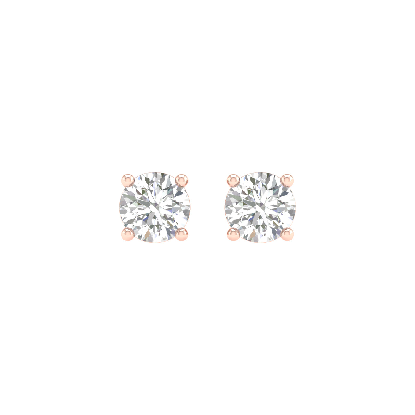 1 Carat Round Lab Grown Diamond 14K Gold Solitaire Stud Earrings