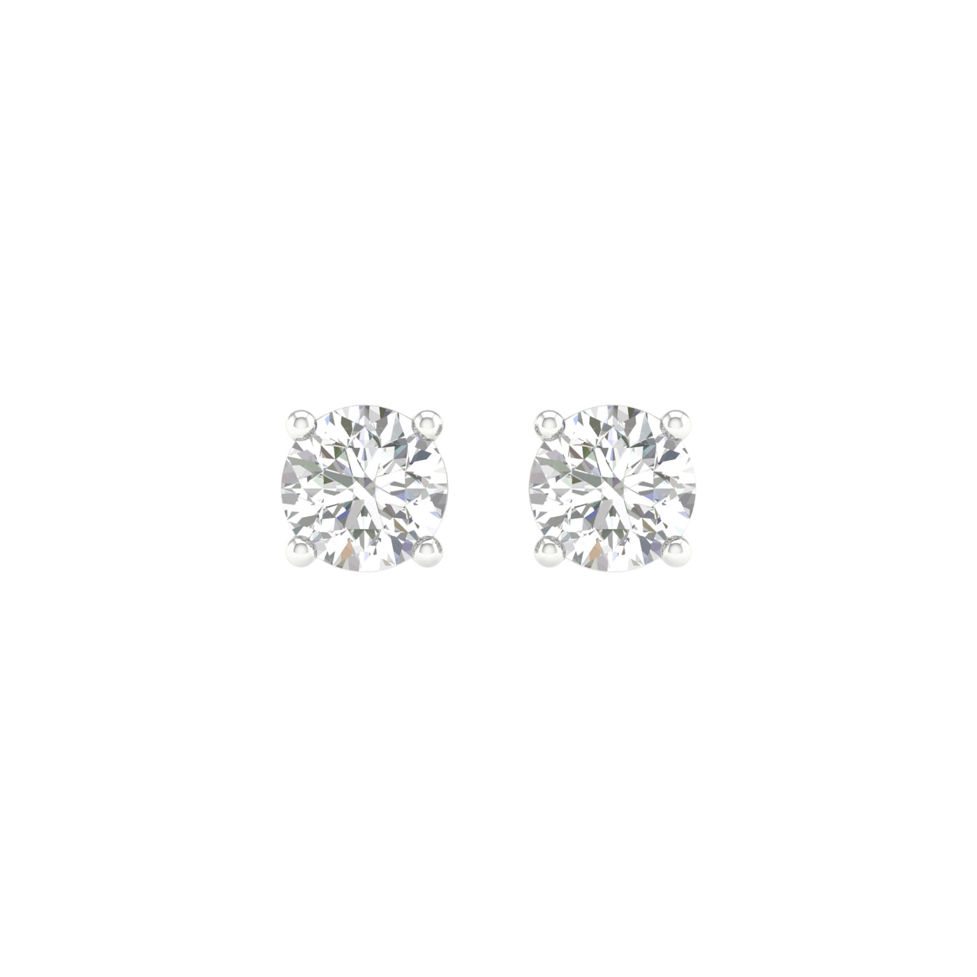 1 Carat Round Lab Grown Diamond 14K Gold Solitaire Stud Earrings