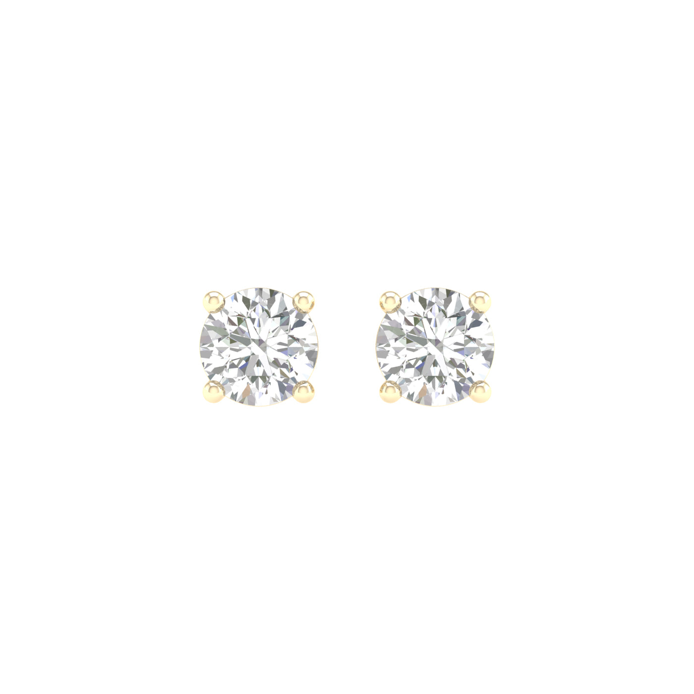 1 Carat Round Lab Grown Diamond 14K Gold Solitaire Stud Earrings