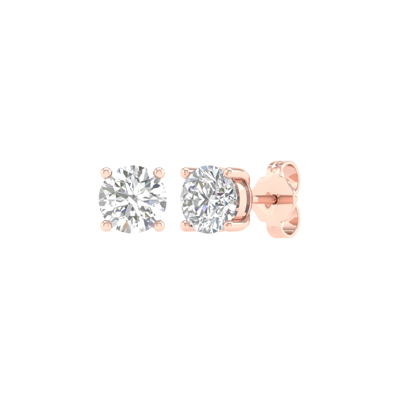 1 ¼ Carat Round Lab Grown Diamond 14K Gold Solitaire Stud Earrings