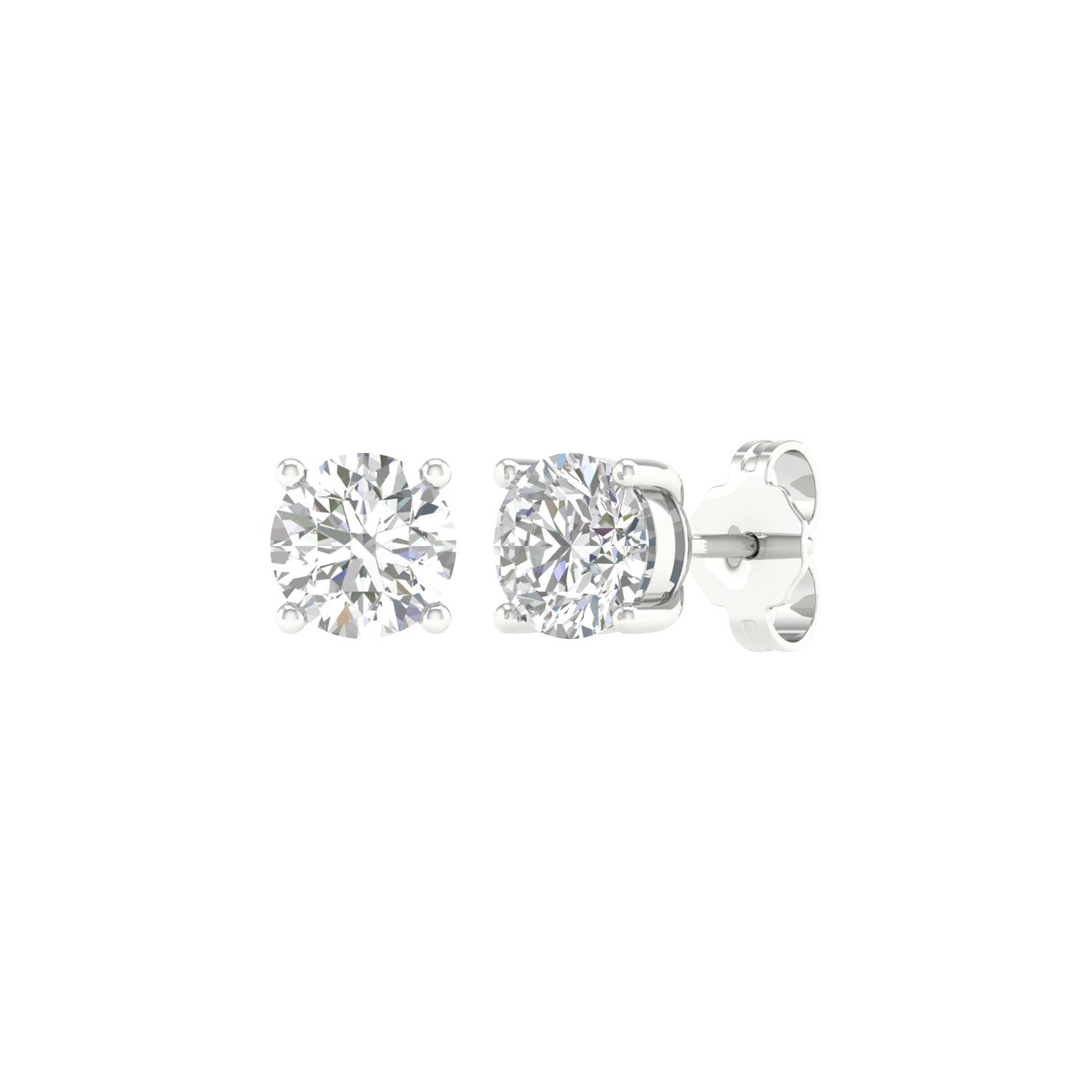 1 ¼ Carat Round Lab Grown Diamond 14K Gold Solitaire Stud Earrings
