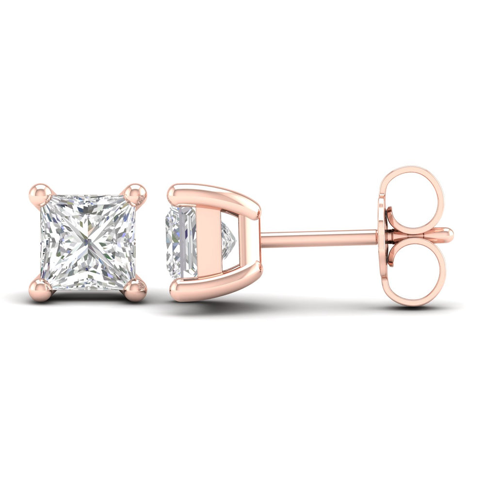 1 ¼ Carat Princess Lab Grown Diamond 14K Gold Solitaire Stud Earrings