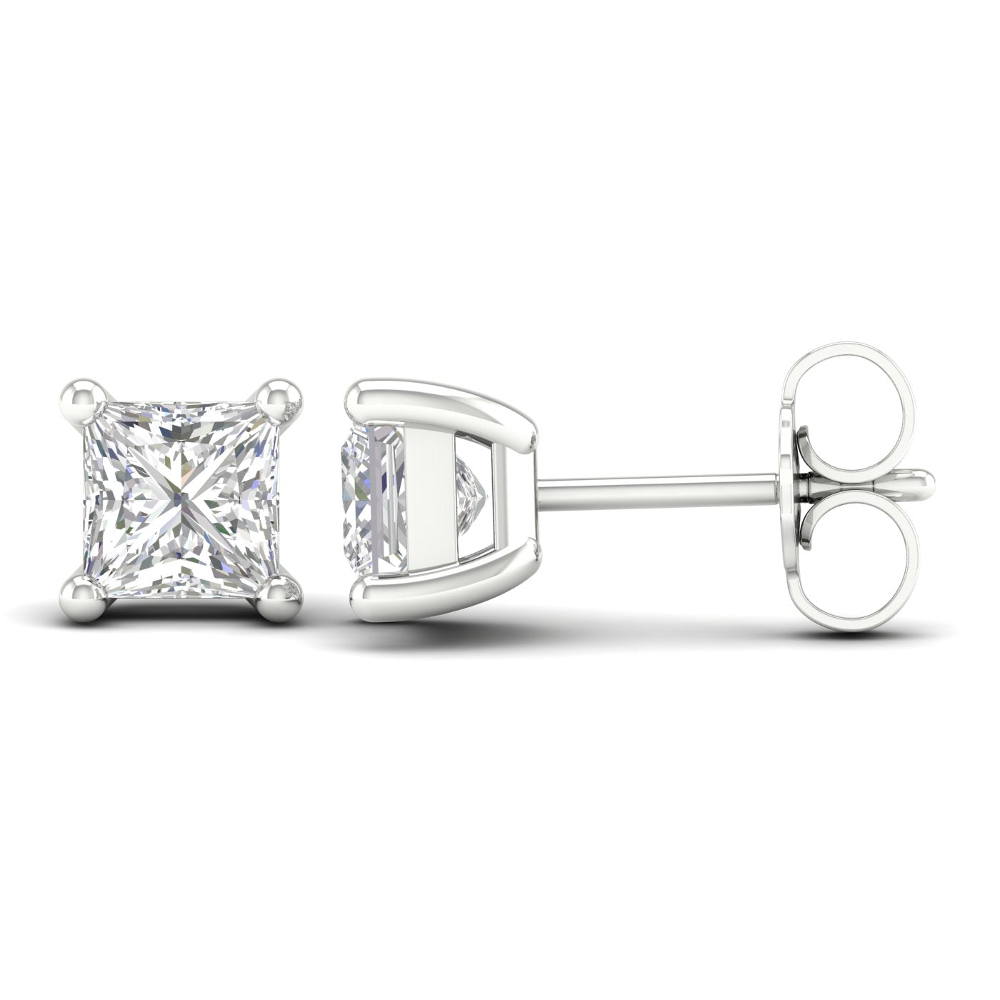 1 ¼ Carat Princess Lab Grown Diamond 14K Gold Solitaire Stud Earrings
