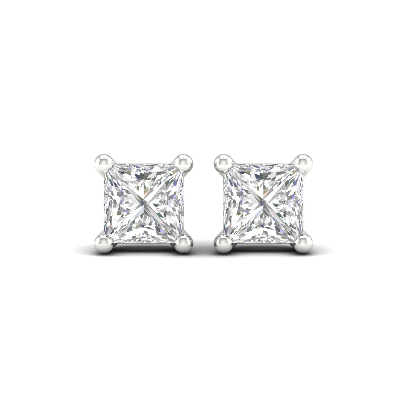 1 ¼ Carat Princess Lab Grown Diamond 14K Gold Solitaire Stud Earrings