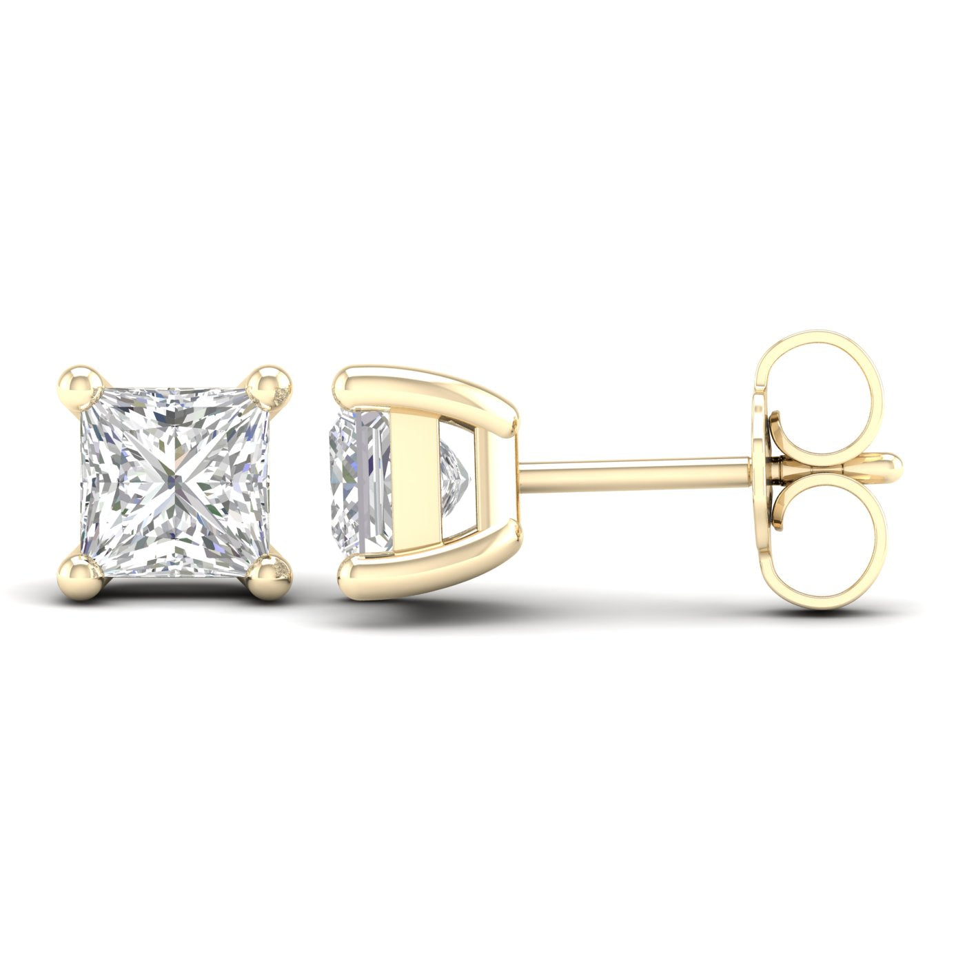 1 ¼ Carat Princess Lab Grown Diamond 14K Gold Solitaire Stud Earrings