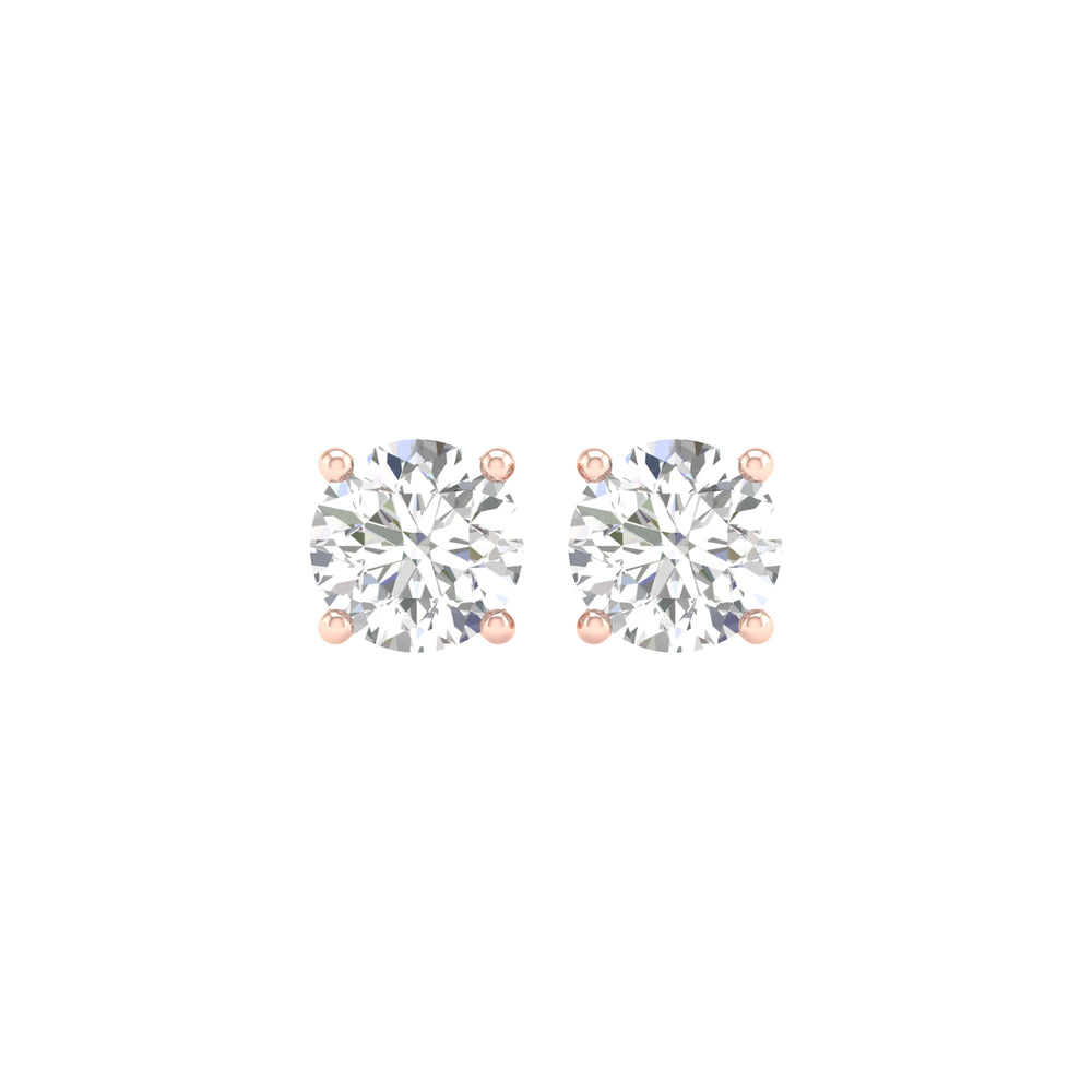3 Carat Round Lab Grown Diamond 14K Gold Solitaire Stud Earrings
