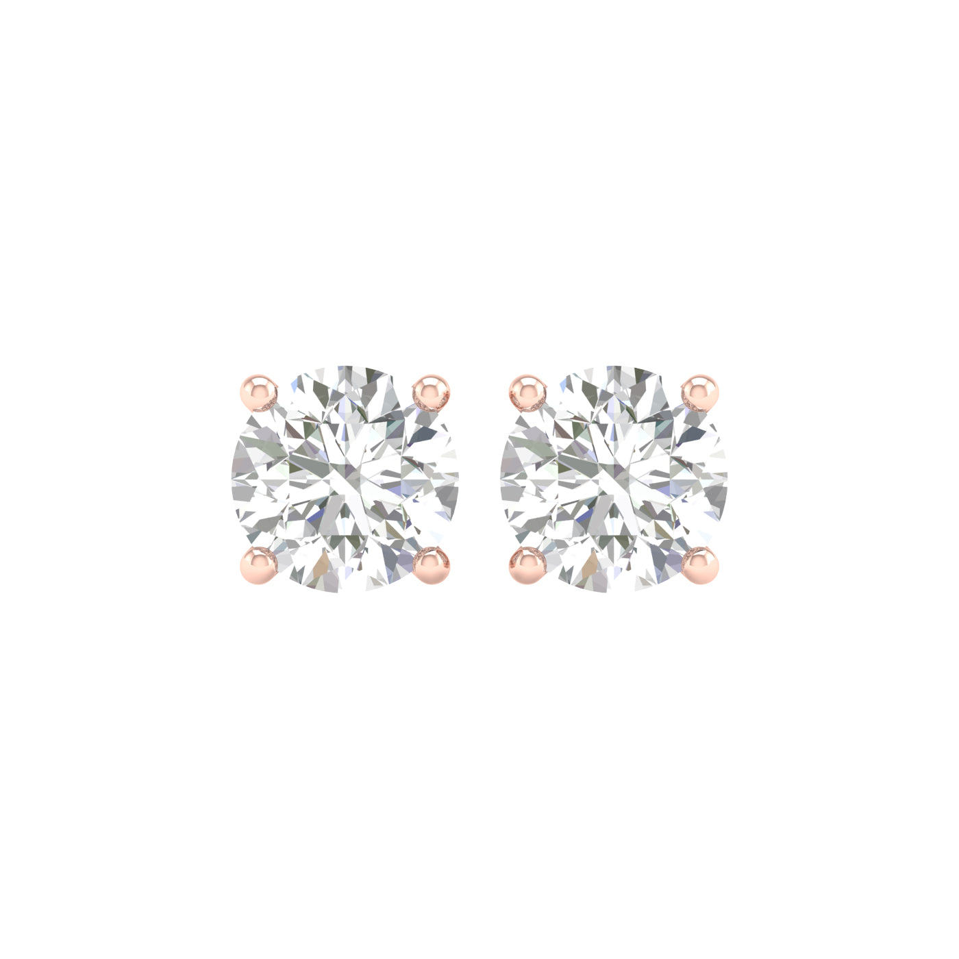 5 Carat Round Lab Grown Diamond 14K Gold Solitaire Stud Earrings