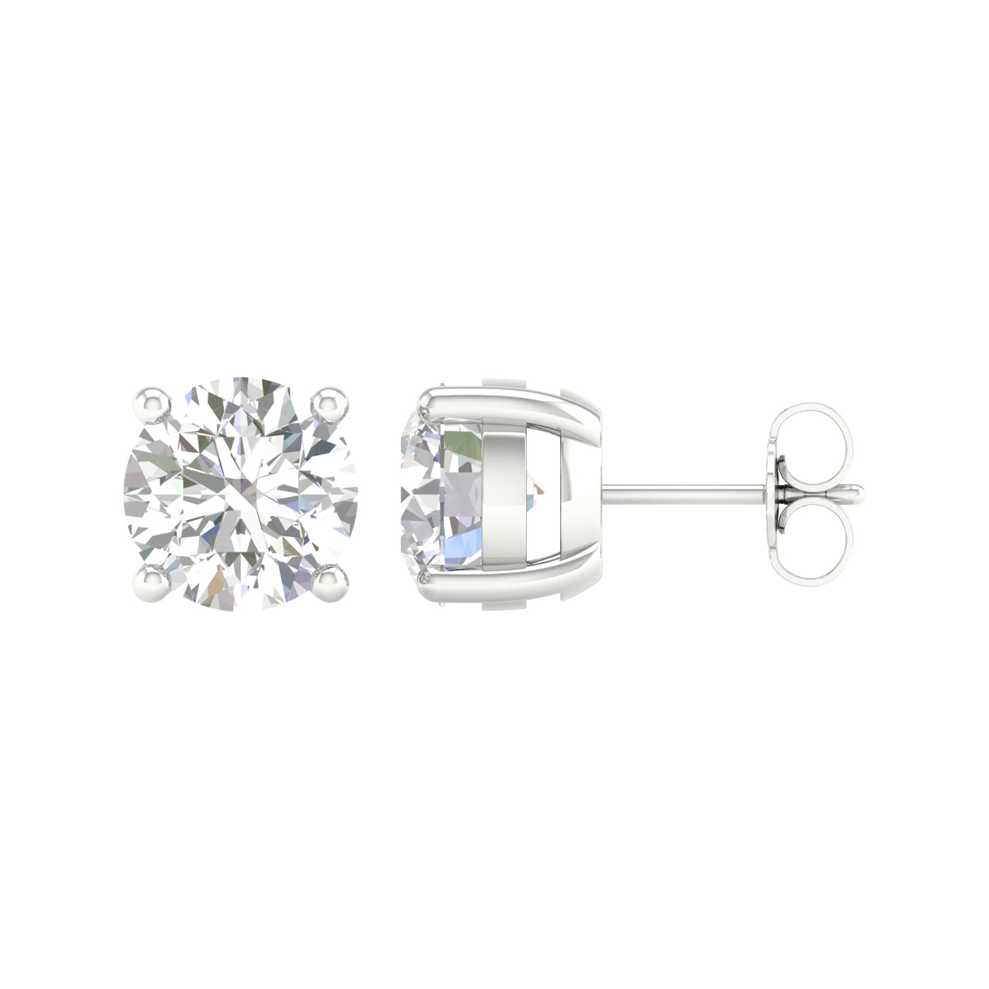 5 Carat Round Lab Grown Diamond 14K Gold Solitaire Stud Earrings