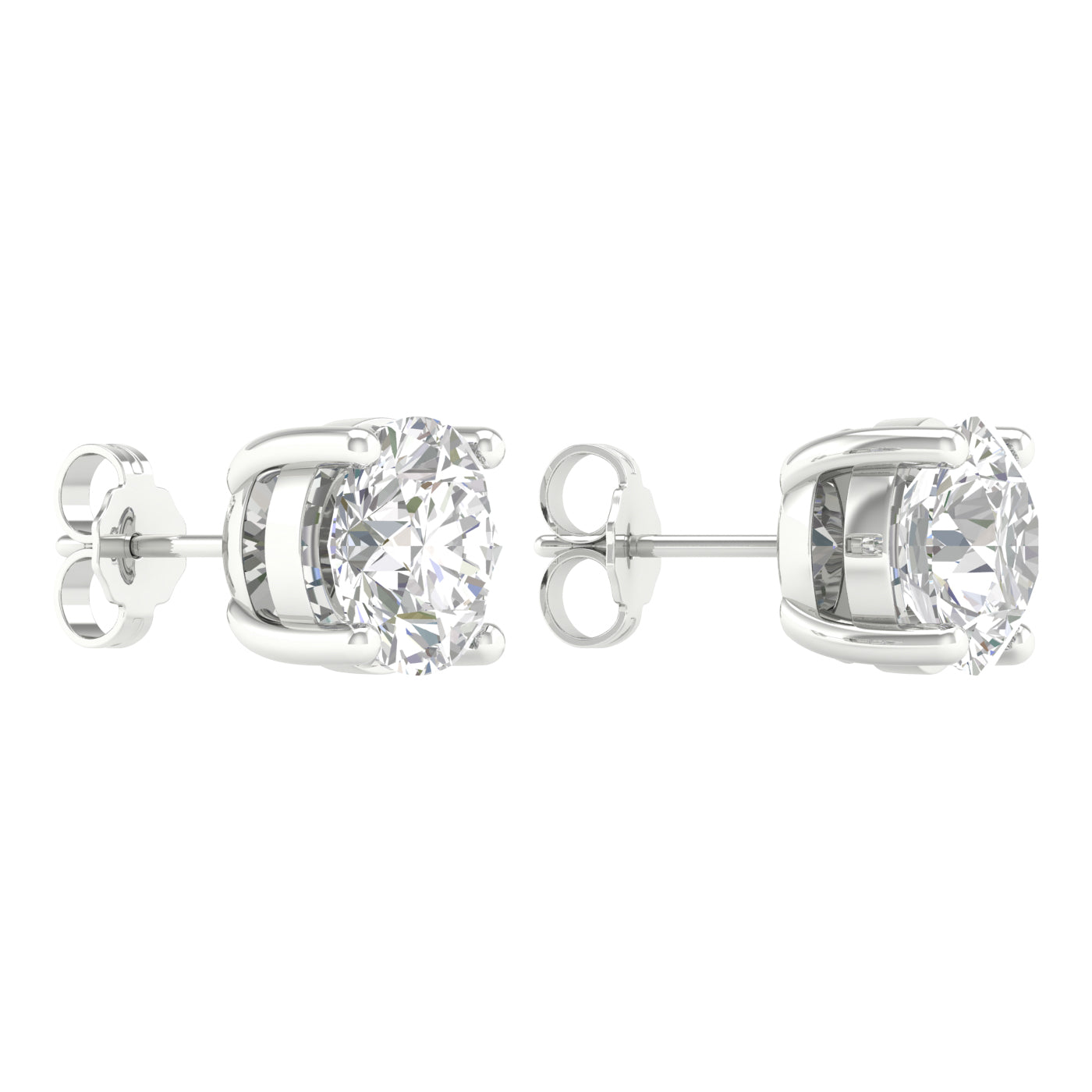 5 Carat Round Lab Grown Diamond 14K Gold Solitaire Stud Earrings