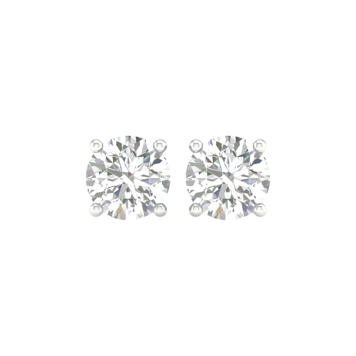 5 Carat Round Lab Grown Diamond 14K Gold Solitaire Stud Earrings