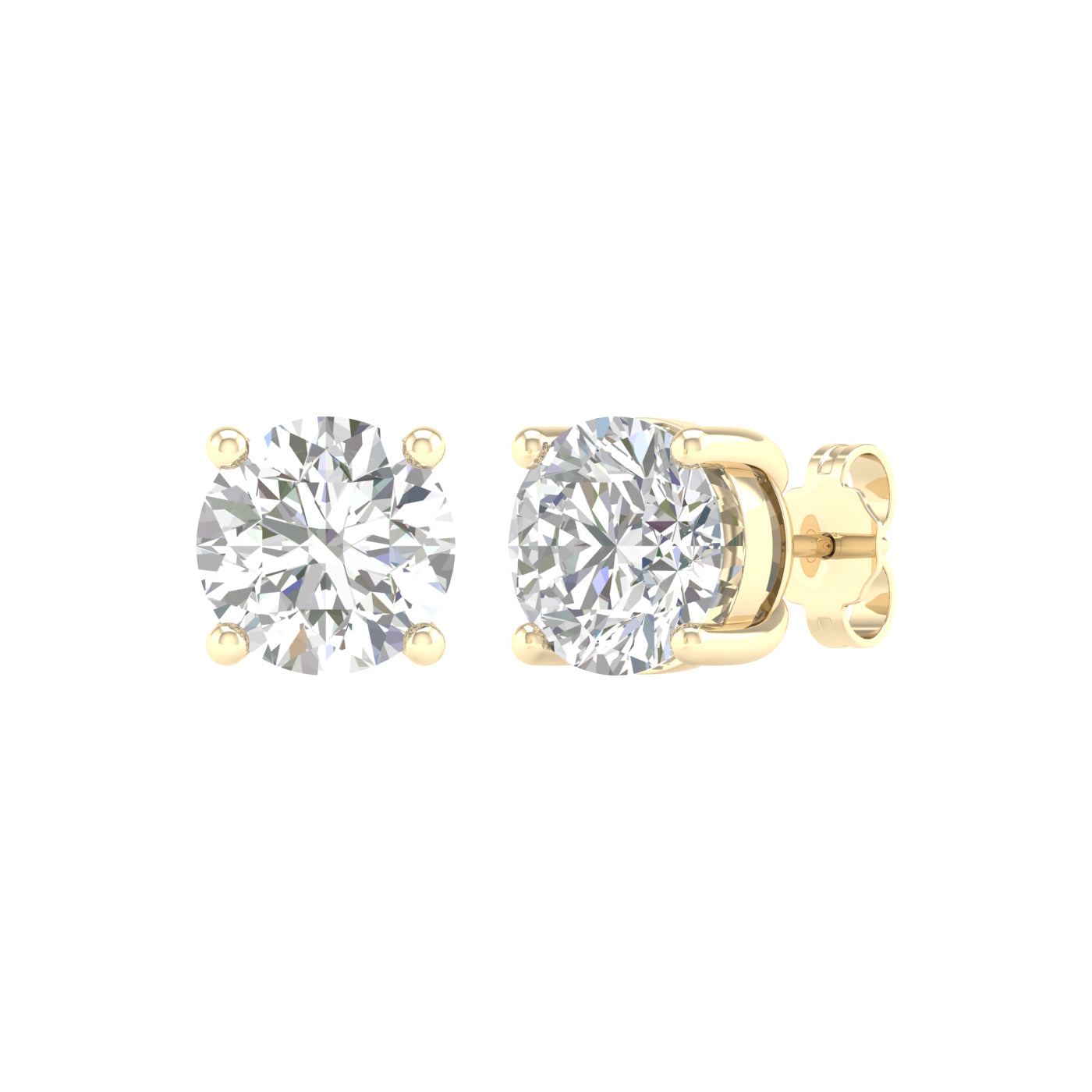 5 Carat Round Lab Grown Diamond 14K Gold Solitaire Stud Earrings