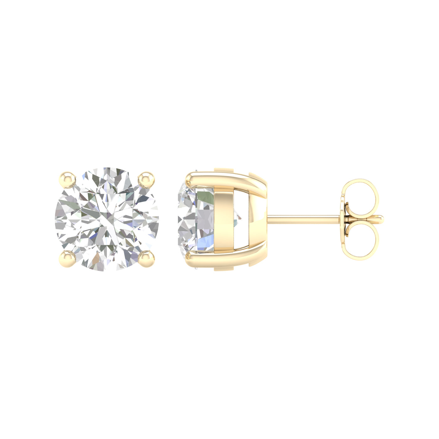 5 Carat Round Lab Grown Diamond 14K Gold Solitaire Stud Earrings