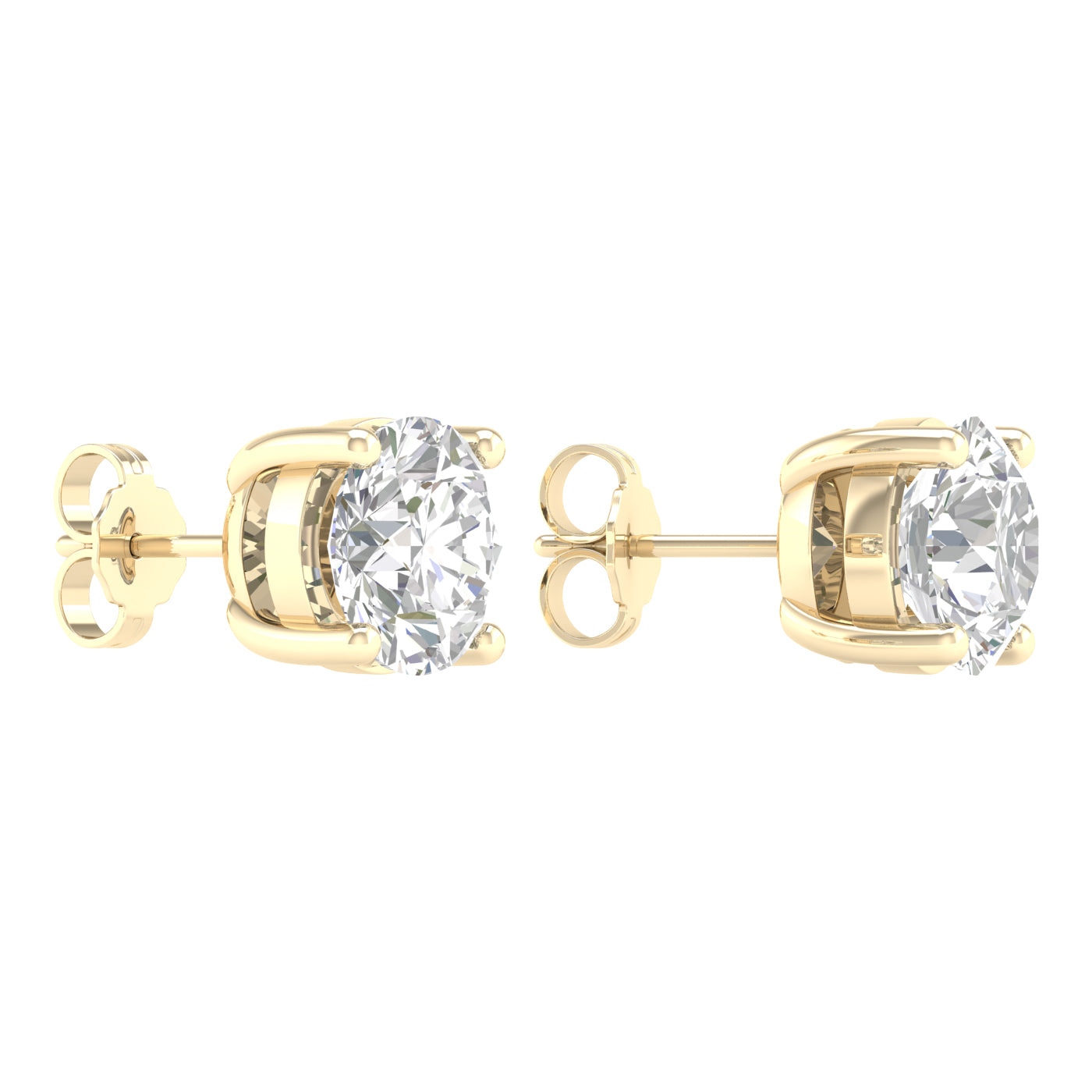 5 Carat Round Lab Grown Diamond 14K Gold Solitaire Stud Earrings