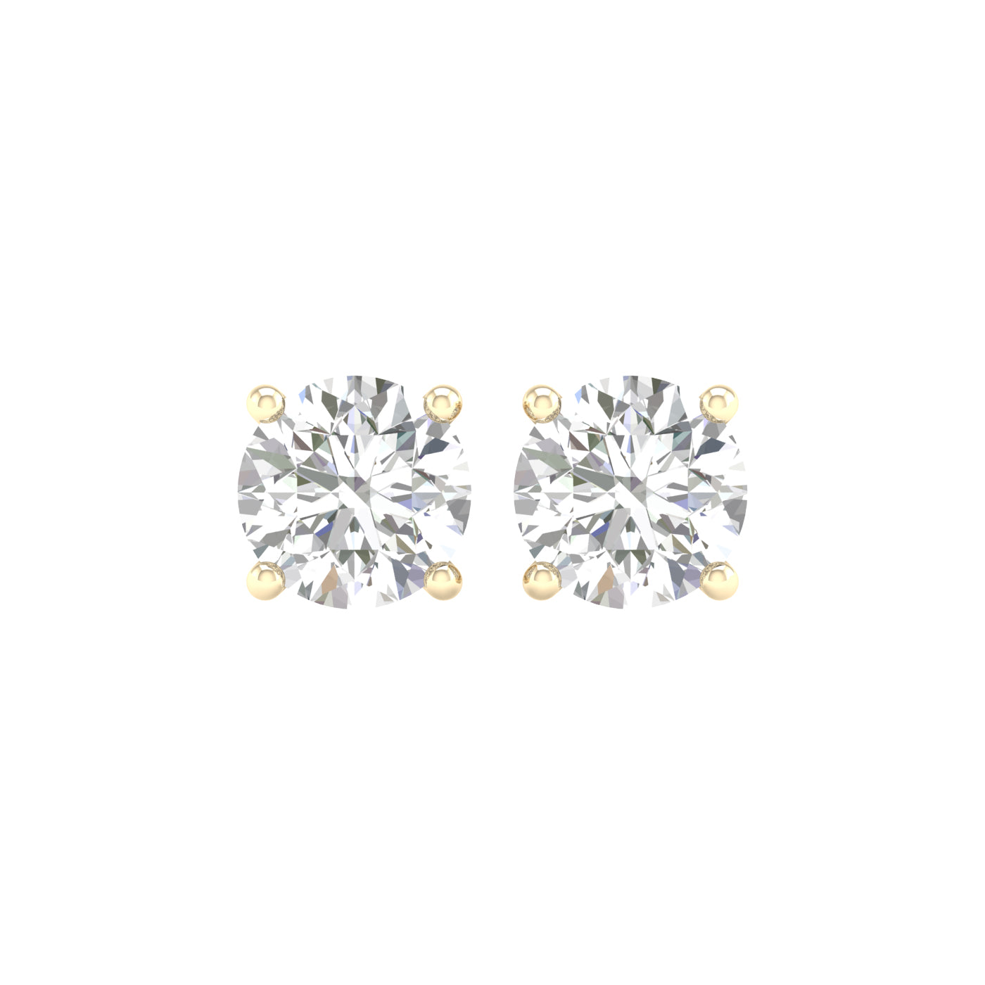 5 Carat Round Lab Grown Diamond 14K Gold Solitaire Stud Earrings