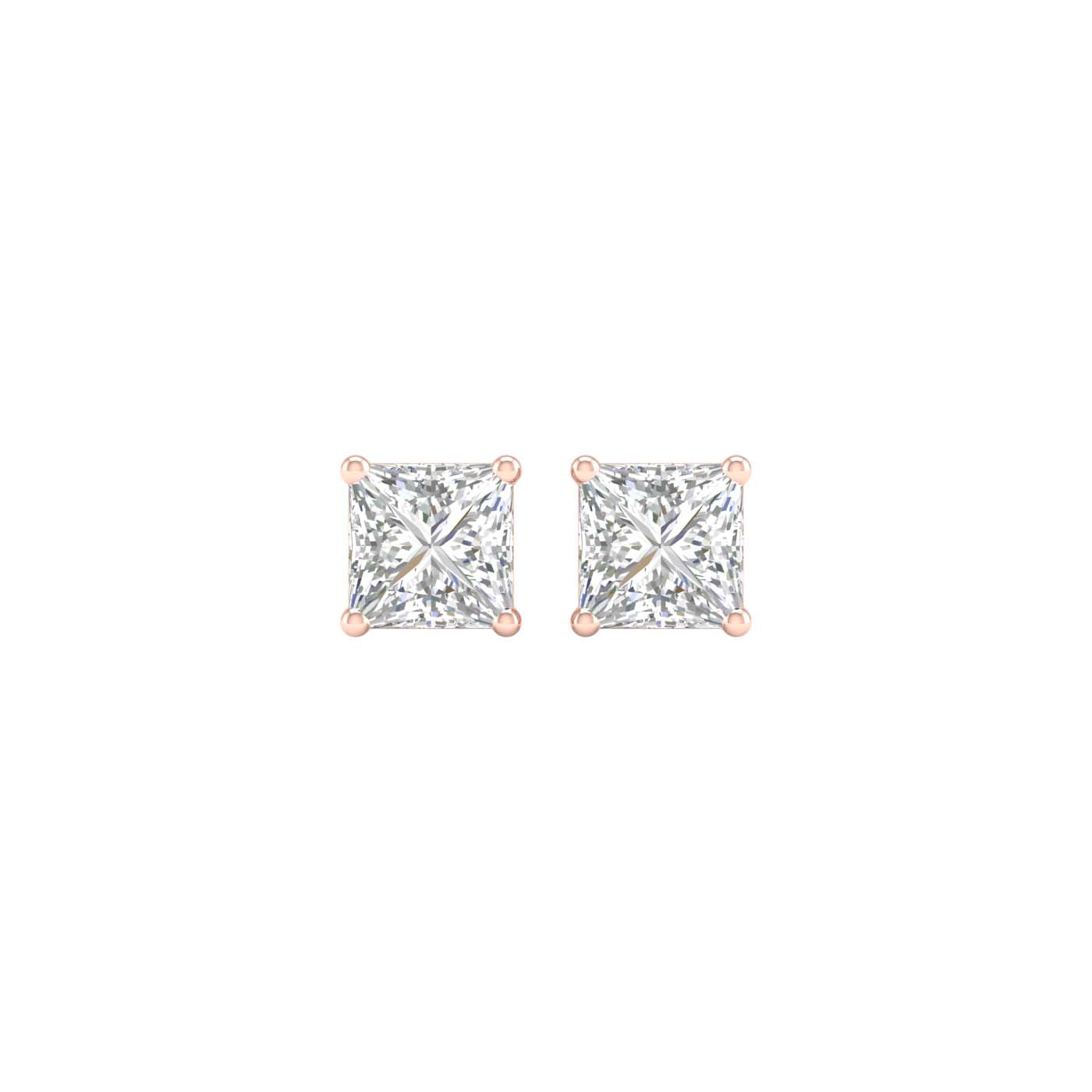 3/4 Carat Princess Lab Grown Diamond 14K Gold Solitaire Stud Earrings