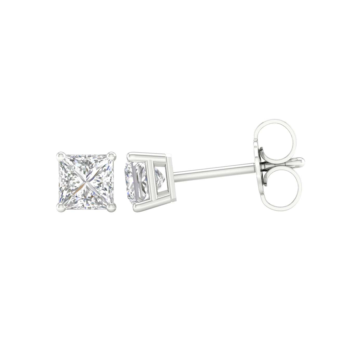 3/4 Carat Princess Lab Grown Diamond 14K Gold Solitaire Stud Earrings