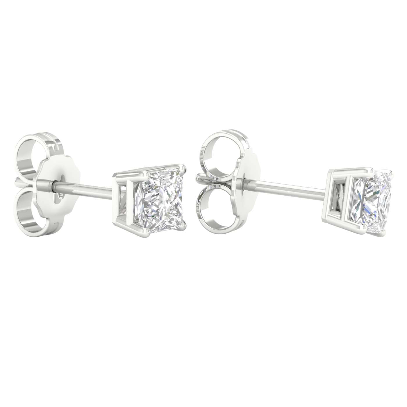 3/4 Carat Princess Lab Grown Diamond 14K Gold Solitaire Stud Earrings