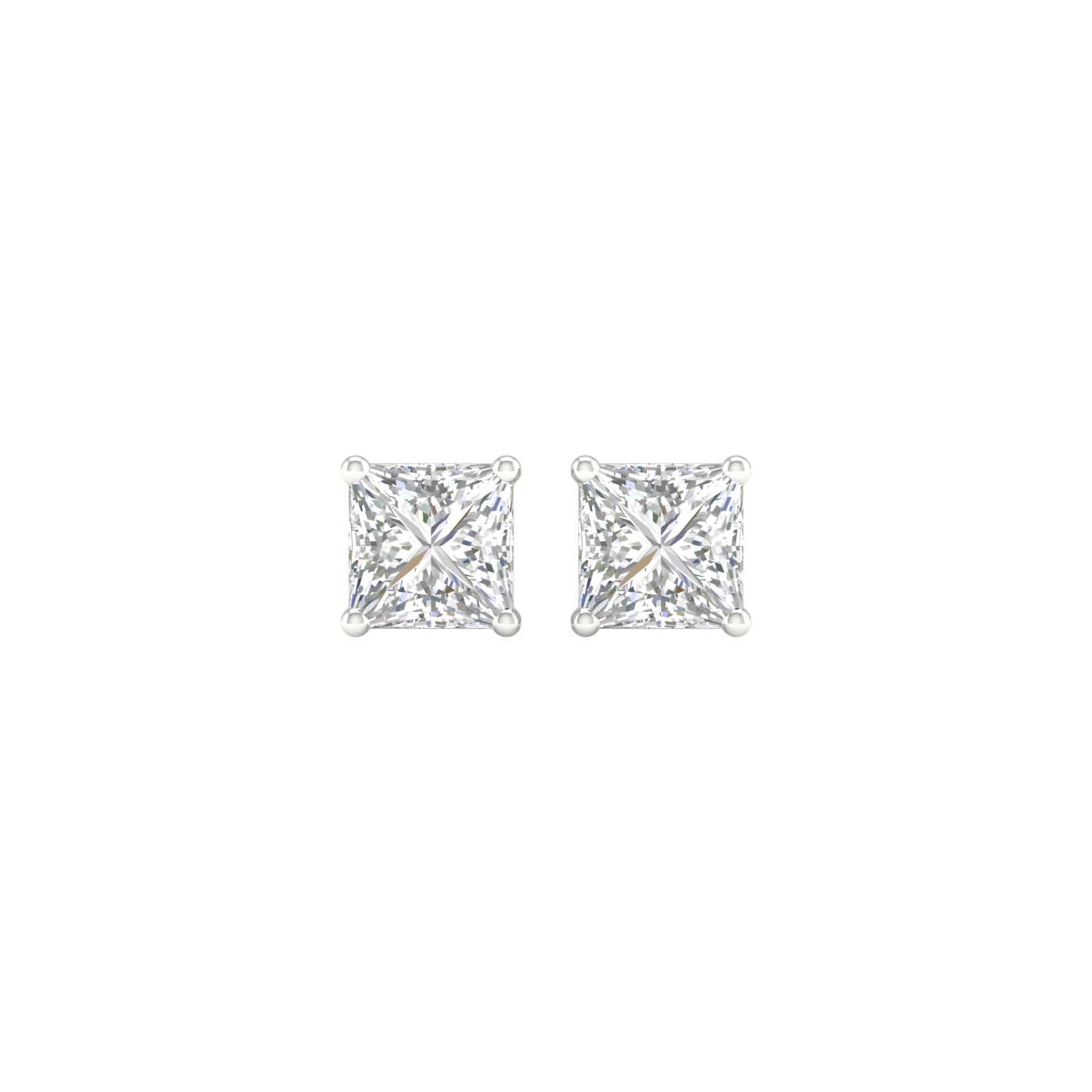 3/4 Carat Princess Lab Grown Diamond 14K Gold Solitaire Stud Earrings