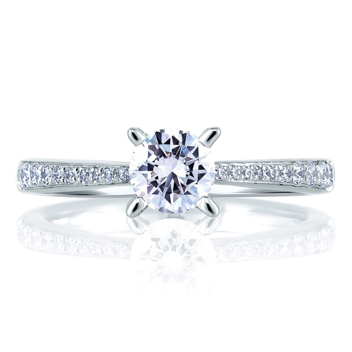 A.Jaffe Cathedral Pavé with Diamond Studded Center Prongs Engagement Ring ME1567/75